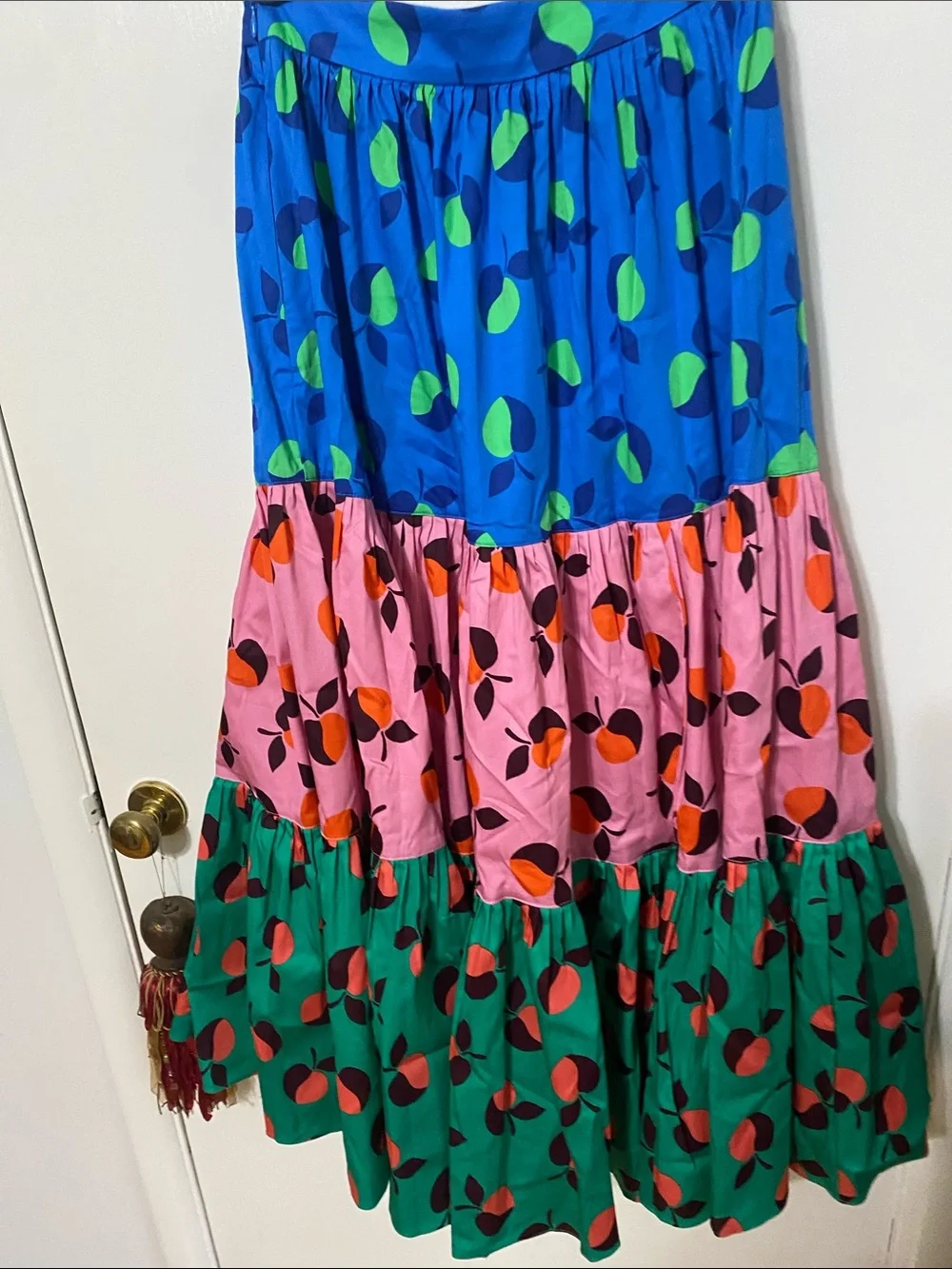 kate spade Vibrant Tiered Maxi Skirt in Blue, Pink & Green
